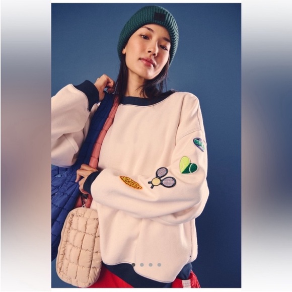NWT Free People All Star Logo Patch Pullover - Picture 1 of 8